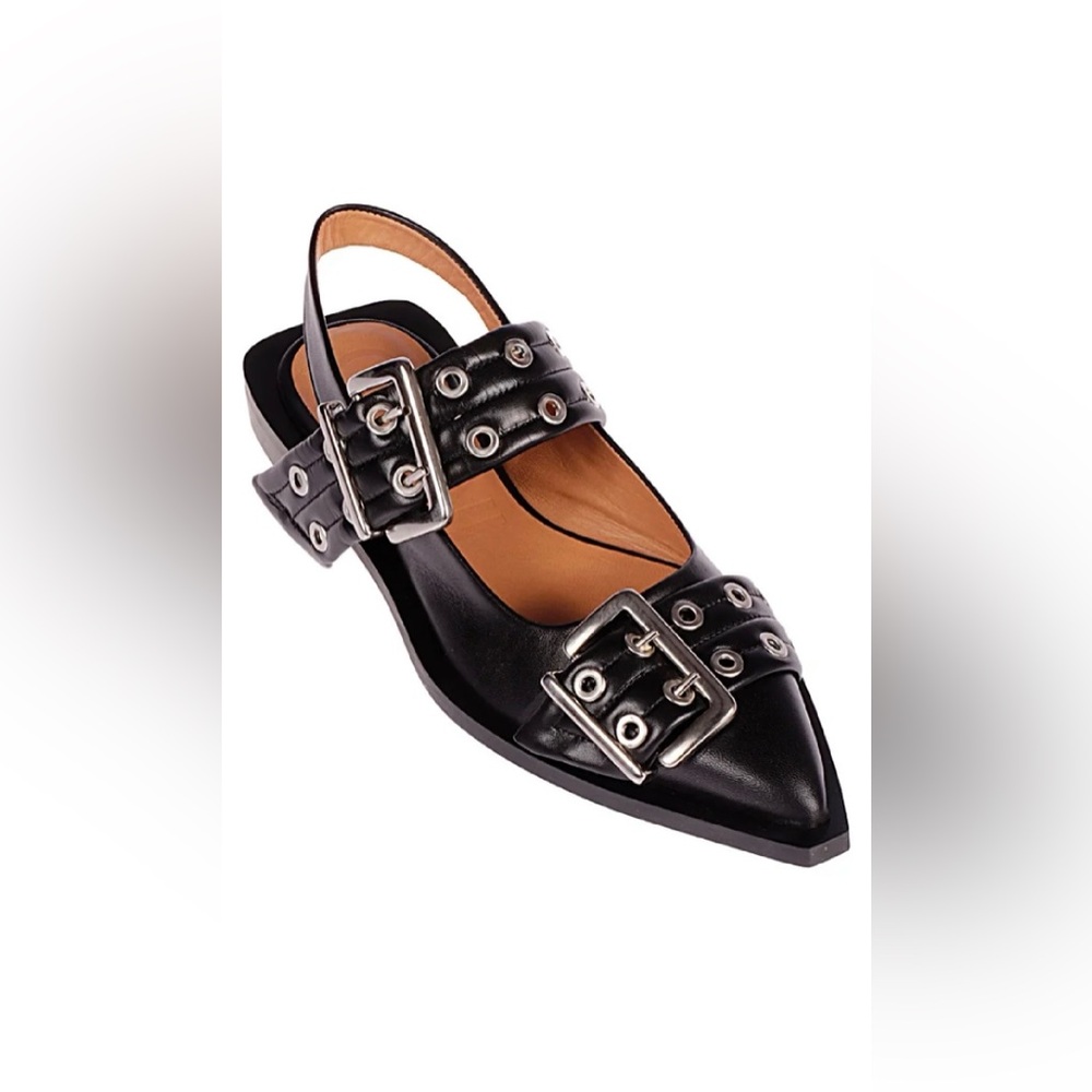 Ganni buckle flat